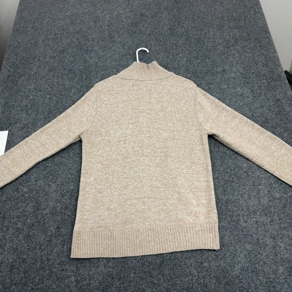 Buffalo David Bitton Sweater Mens M Tan Polyester Cable Knit Mock Neck Casual